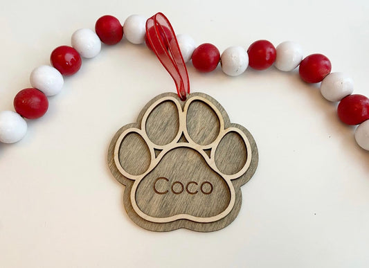 Personalized Dog Paw Ornament