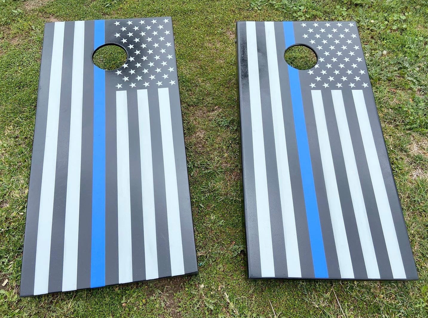 Blue Line Cornhole Set