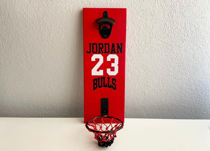 Jordan Bulls Basketball Hoop Bottle Opener