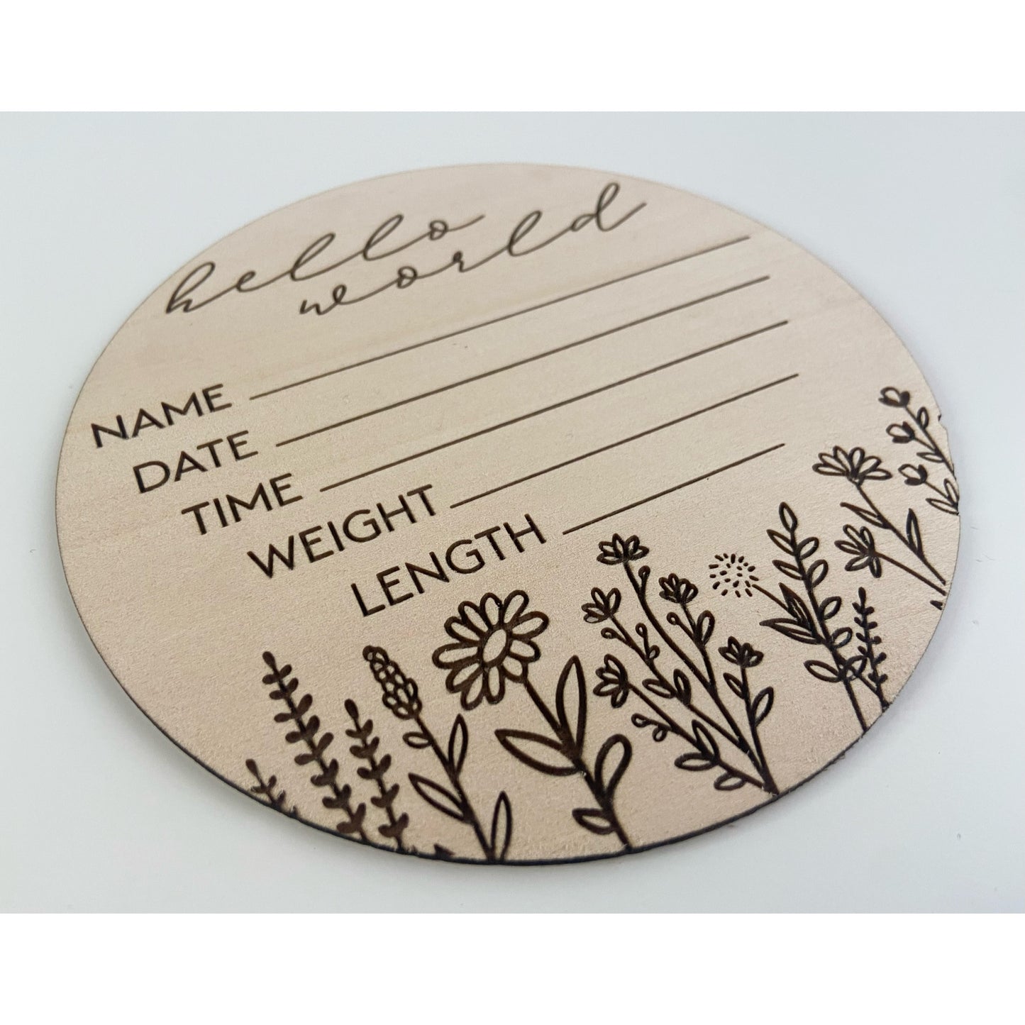 Hello World Floral Birth Announcement
